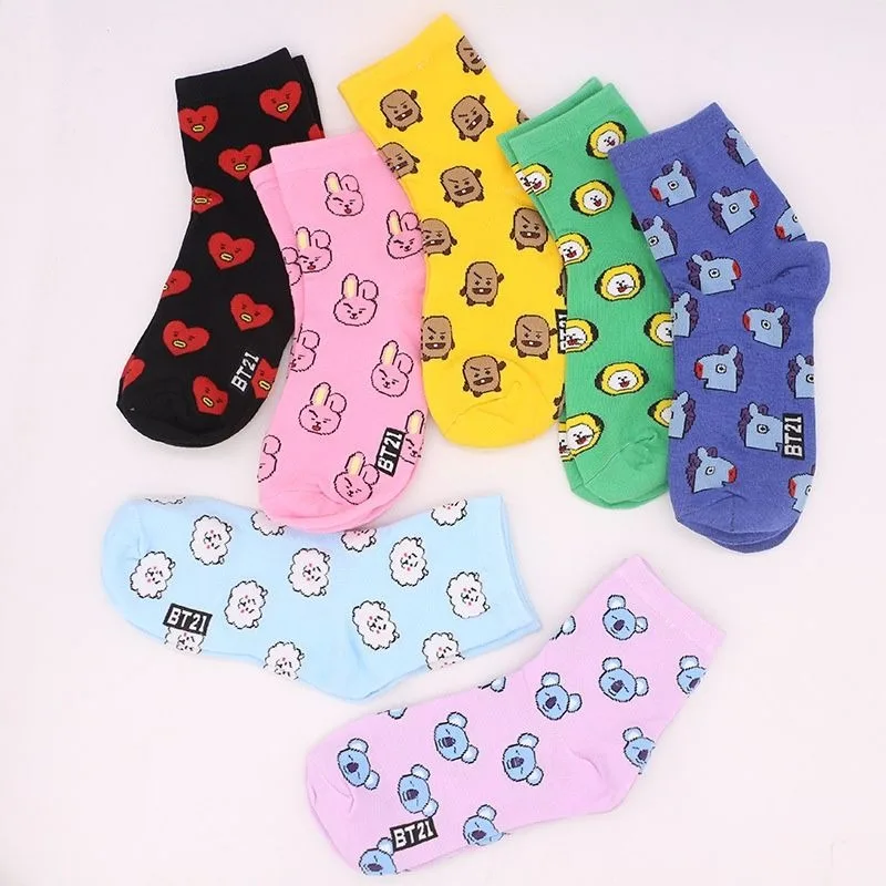 Kawaii BT21 Cartoon Socks Cute - Tippet Line ulasan dan harga